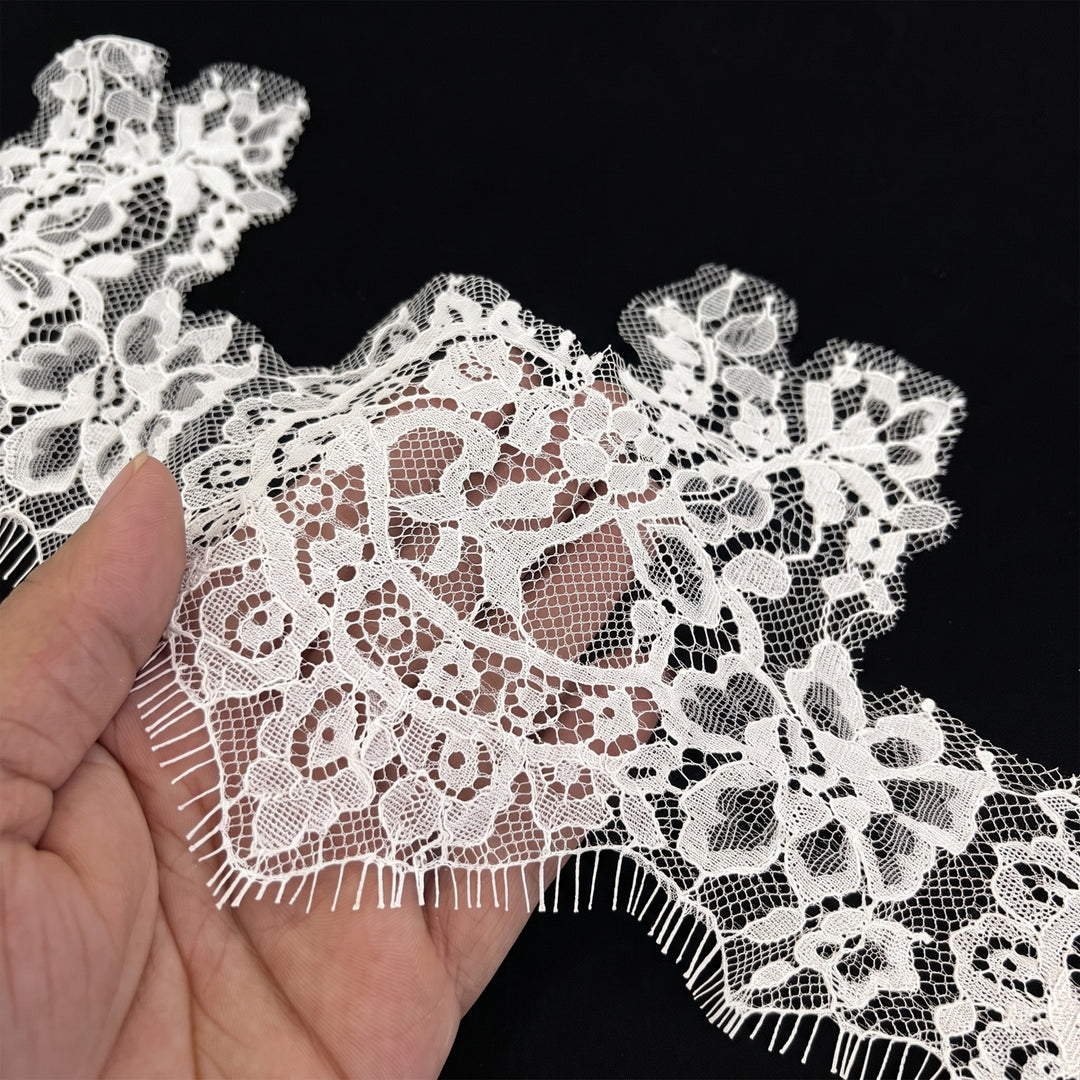 Floral Chantilly Lace Trim with Eyelash Edge | 3 Meters | FEL-5N