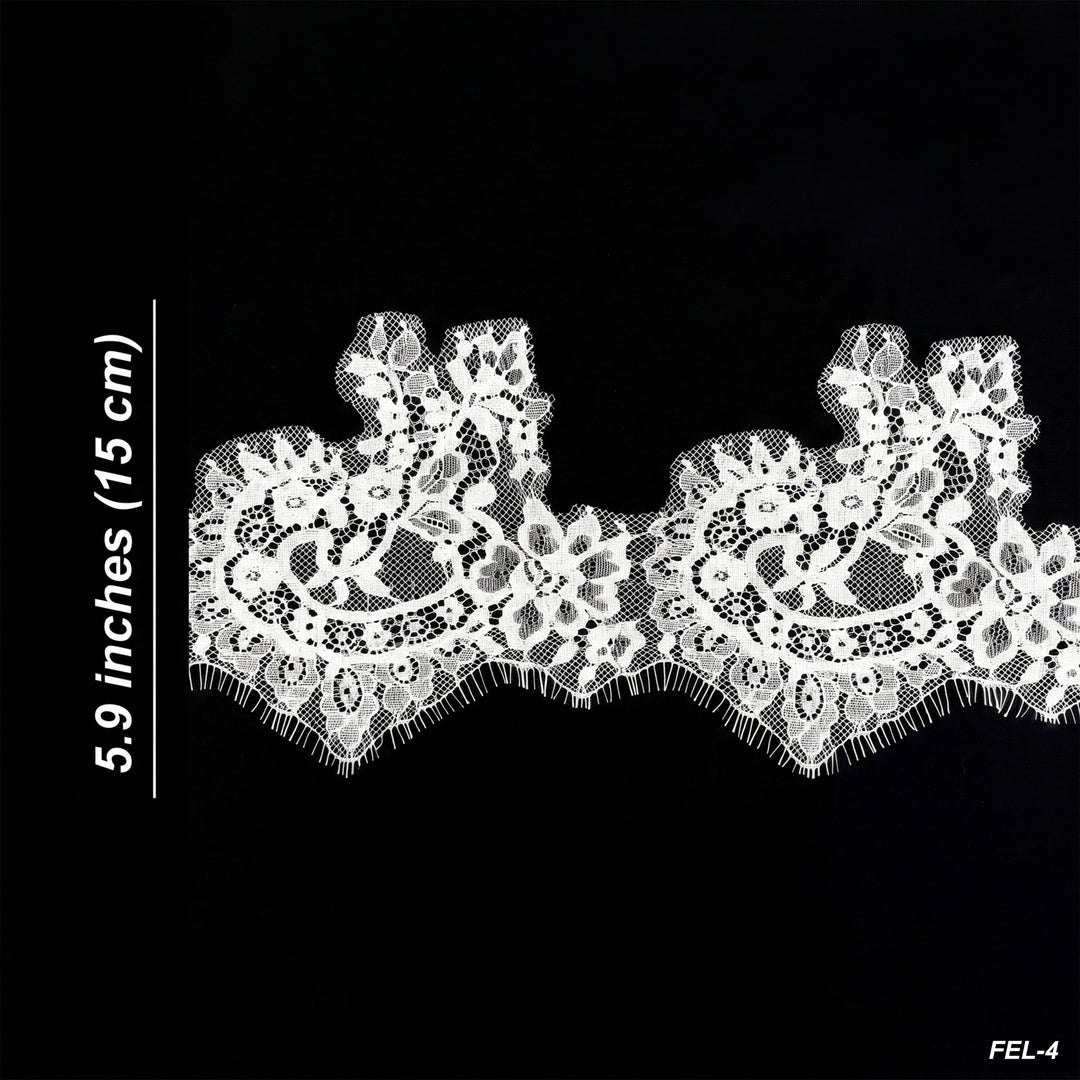 Floral Chantilly Lace Trim with Eyelash Edge | 3 Meters | FEL-5N