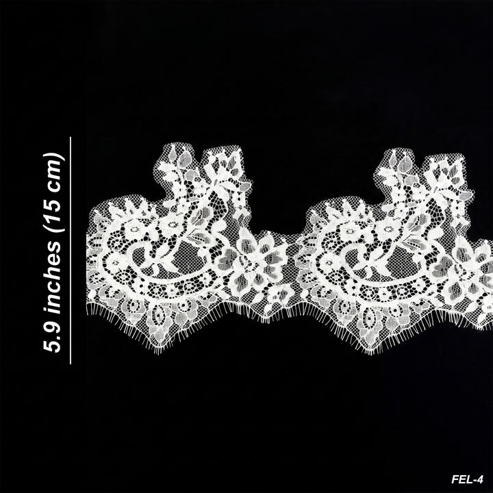 Floral Chantilly Lace Trim with Eyelash Edge | 3 Meters | FEL-5N