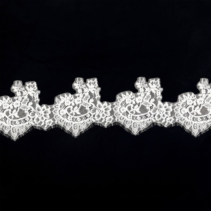 Black Chantilly lace trim with eyelash edge | 3 Meters | FEL-4N