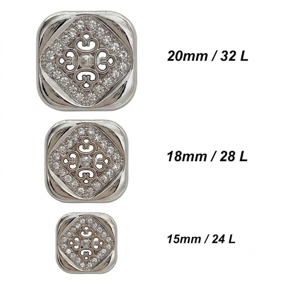 Silver Crystal Lion Brooch & Square Button Combo Pack