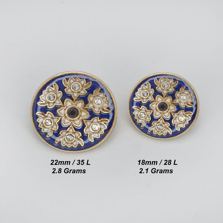 Designer Brooch & Blue Floral Buttons Combo Pack