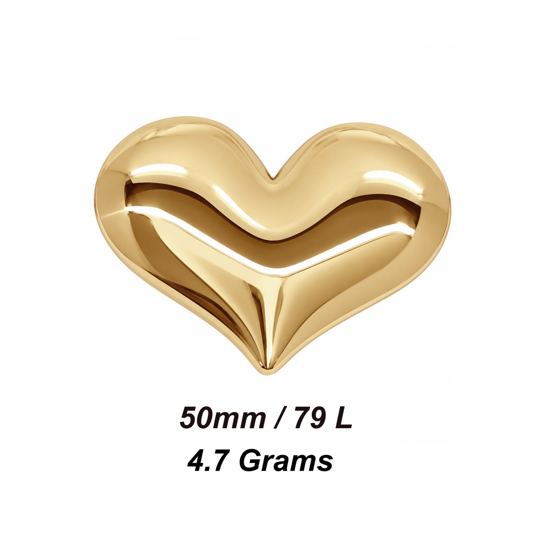 Large Gold Curved Heart Metal Button | Size 50mm(79L)