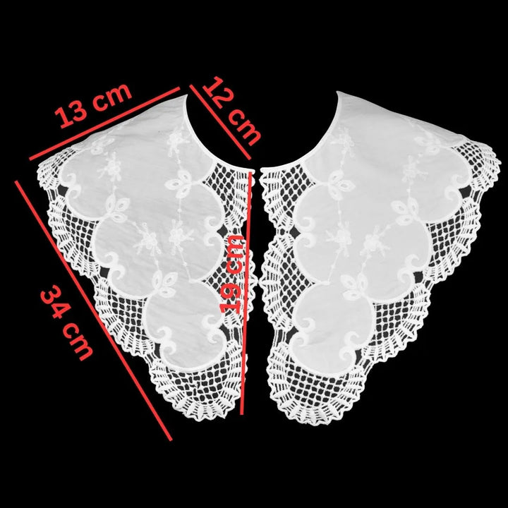 White Broderie Anglaise Peter Pan collar detailed with floral cutwork and smooth rounded neckline shape