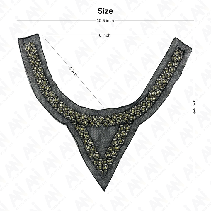 Rhombus and Triangle Beaded Round Neckline