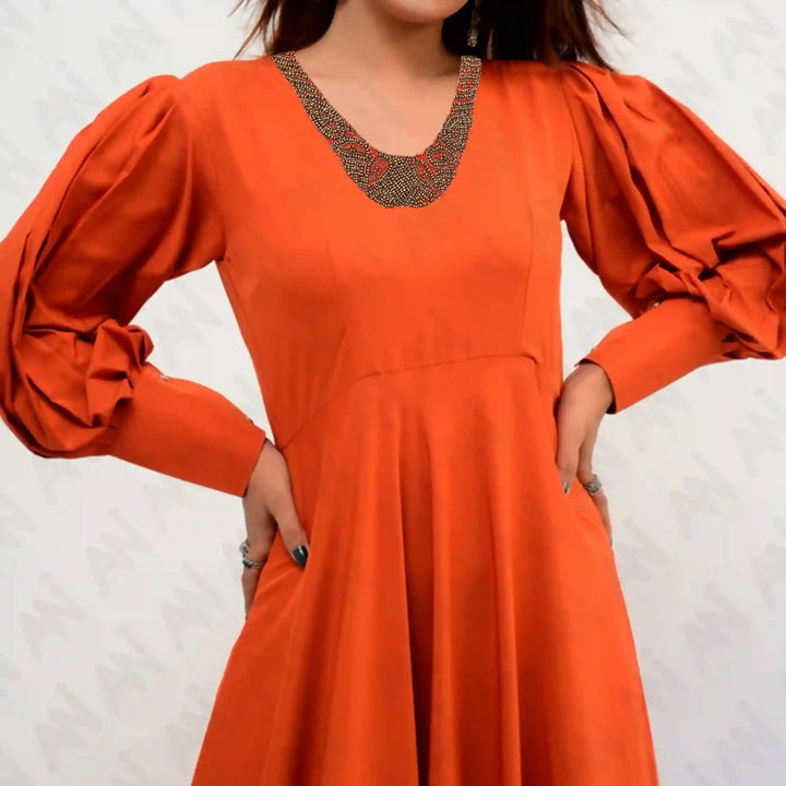 Stylish Beaded Scoop Neckline
