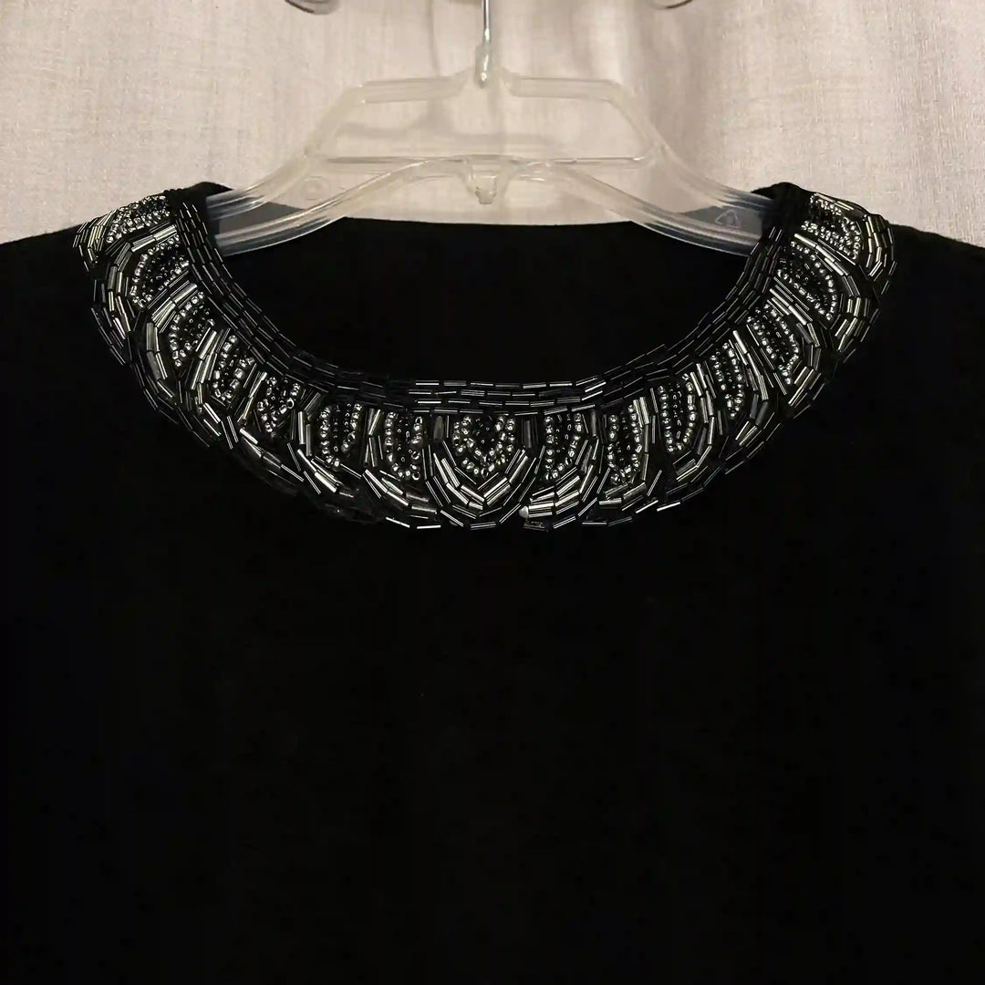 Embellished Beaded Boat Neckline