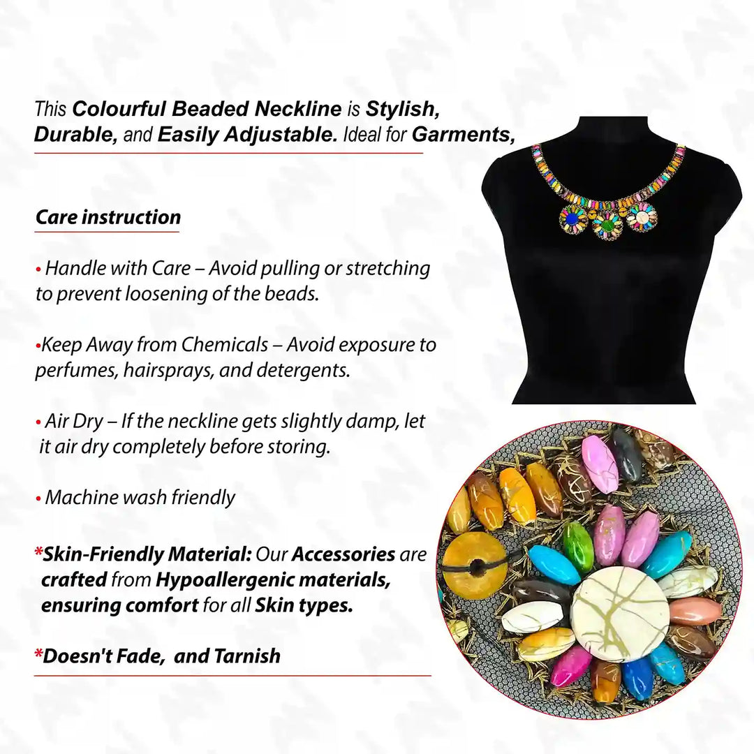 Boho Multicolor Wood Beaded Round Neckline