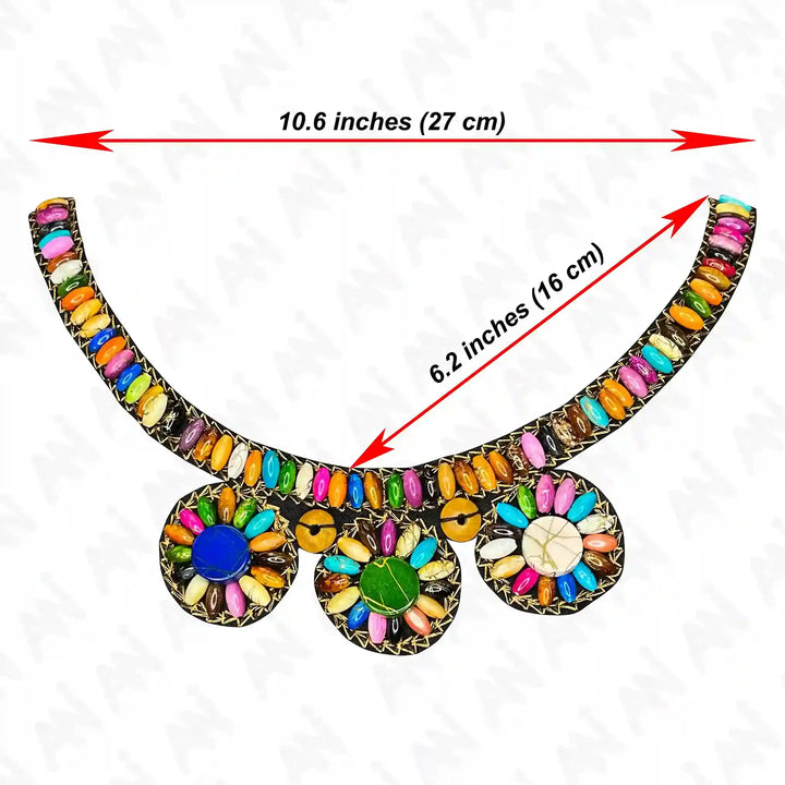 Boho Multicolor Wood Beaded Round Neckline
