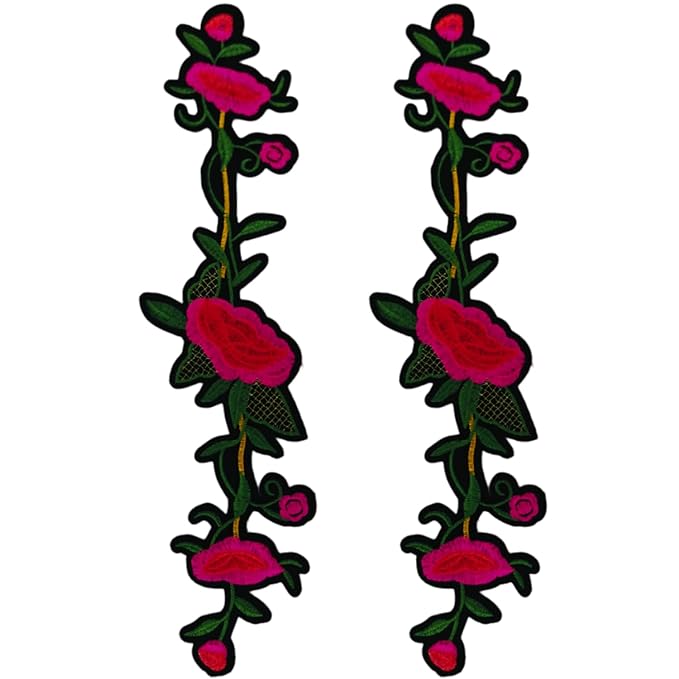 Ani Accessories Embroidery Red Lily Flower Patch for women's Clothing featuring vibrant floral designs