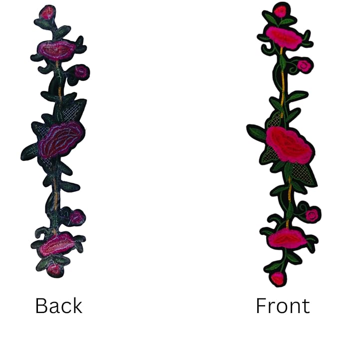 Ani Accessories Embroidery Red Lily Flower Patch for women's Clothing showcasing front and back details