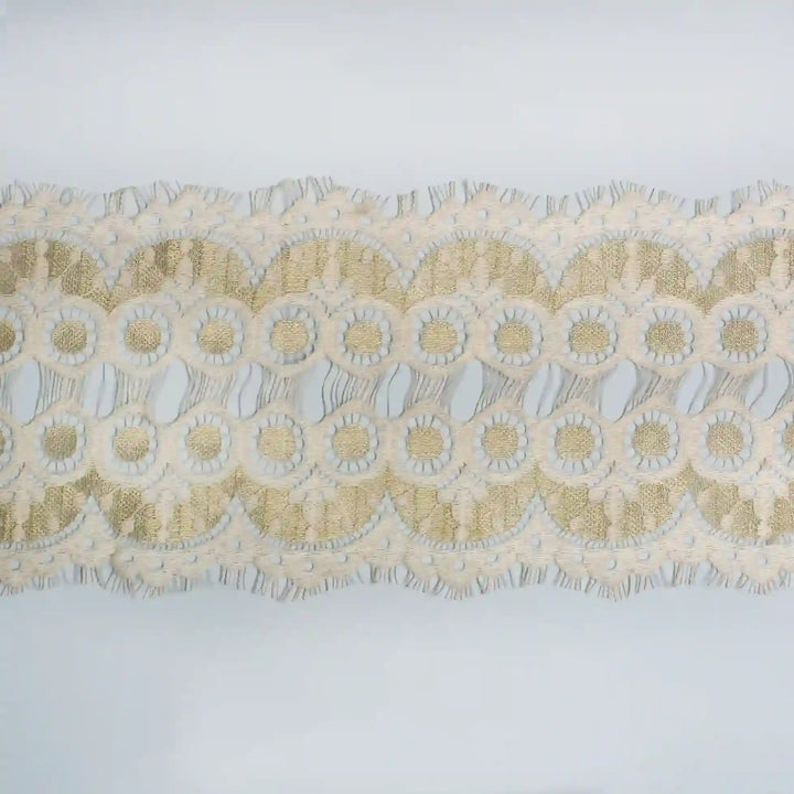 Geometric Eyelash Lace Borders Decorative Trim from Ani Accessories in Beige with Intricate Patterns