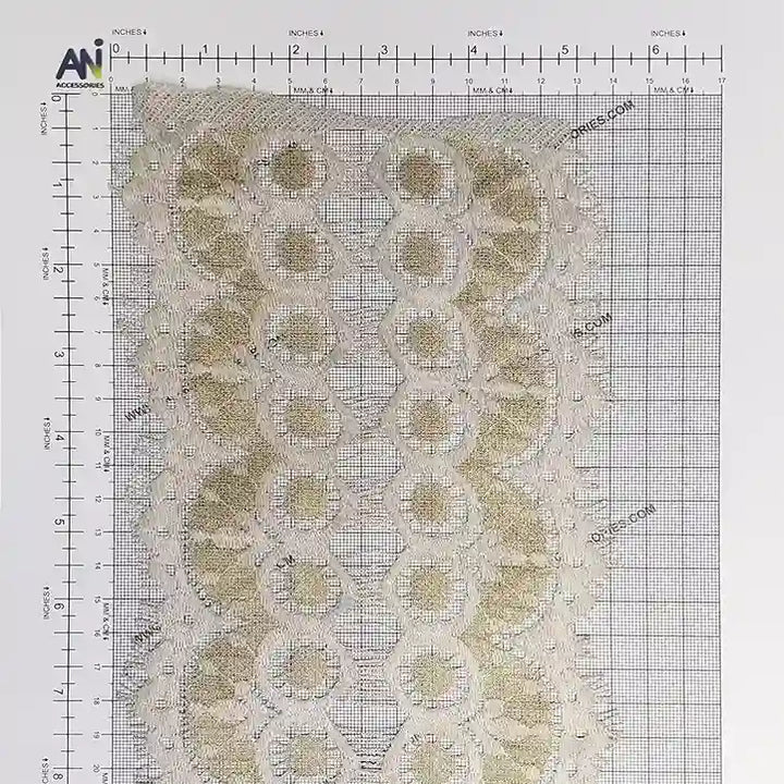 Geometric Eyelash Lace Borders Decorative Trim | Ani Accessories on measuring grid for detailed viewing