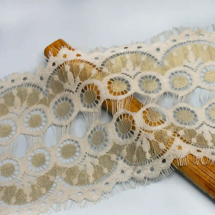 Geometric Eyelash Lace Borders Decorative Trim from Ani Accessories, featuring intricate patterns and soft fabric.
