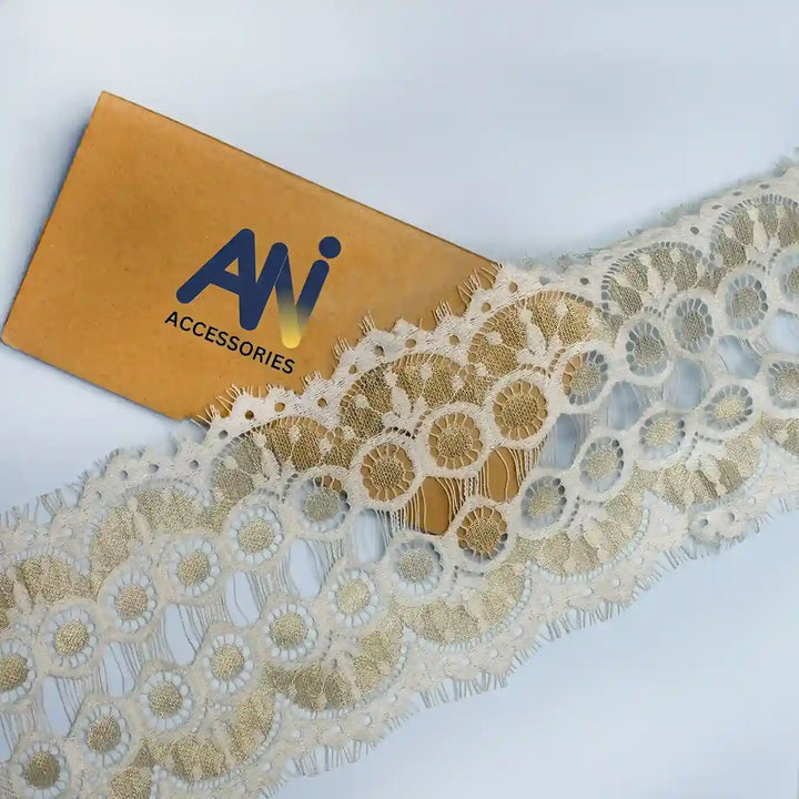 Geometric Eyelash Lace Borders Decorative Trim from Ani Accessories, featuring intricate patterns and textures