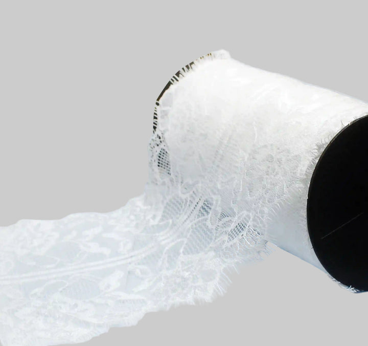 Lace Floral Motif Eyelash Lace Trim for Sewing & Fashion by Ani Accessories on a spool