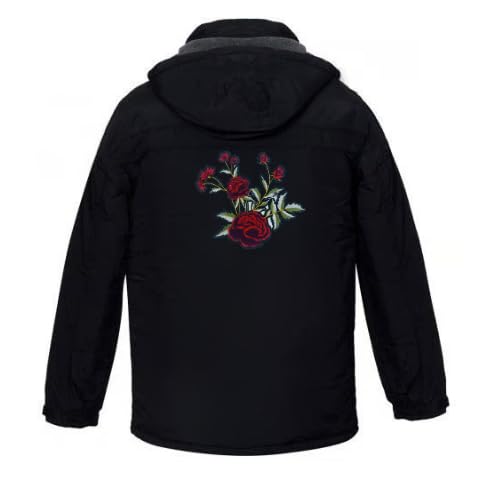 Ani Accessories Rose Bunch Flower Heat Transfer Patch for Apparel Decoration on a black jacket