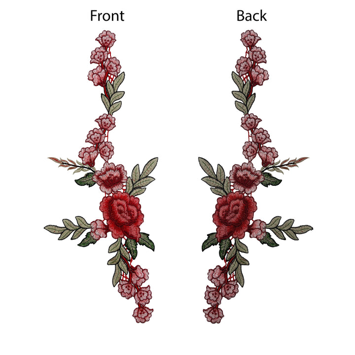 Ani Accessories | Rose Flower Embroidery Sew Patch for Clothing & Home Decor with detailed floral design