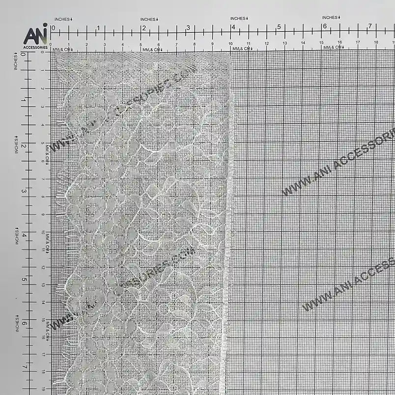 Rose Garden Eyelash Lace applique by Ani Accessories featuring floral designs on elegant fabric