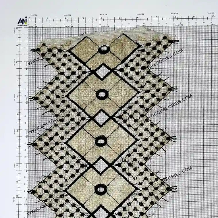 Ani Accessories Geometric Pattern Fabric Swatch in Beige and Black with Intricate Designs