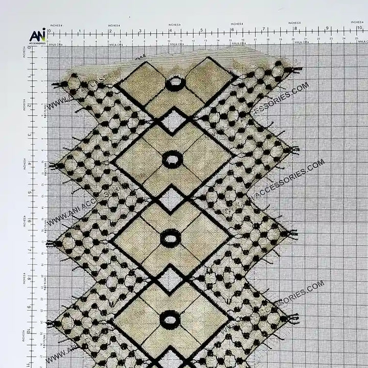 Ani Accessories Geometric Pattern Fabric Swatch in Beige and Black with Intricate Designs