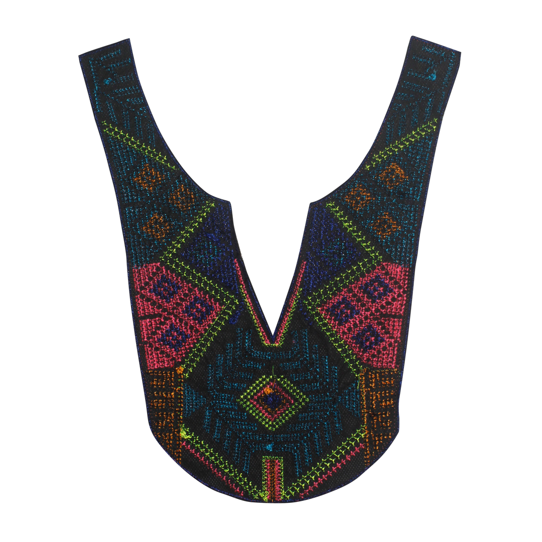 Opposing Hues Multicolor Neckline Yoke