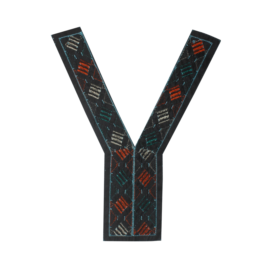 Y Shape Embroidery Multicolor Yoke