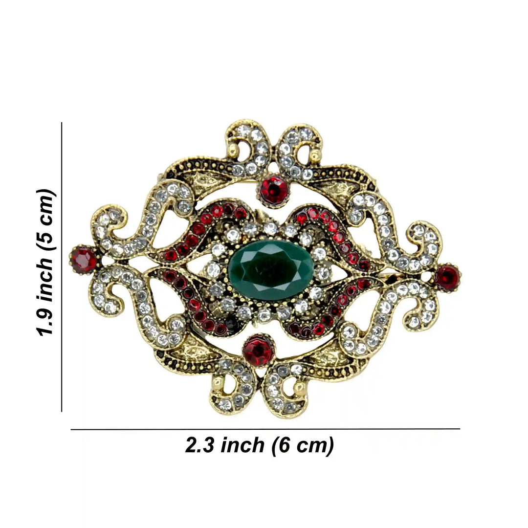 ANI Accessories baroque revival brooch size chart: 6 x 5 cm (2.3 x 1.9 inches) 