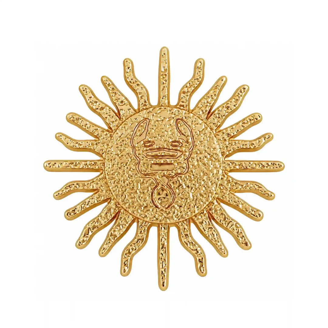 ANI Accessories big gold metal button with sun face and wavy rays with white color background