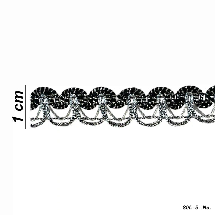 ANI Accessories black and silver lace laid in two strips on white background 