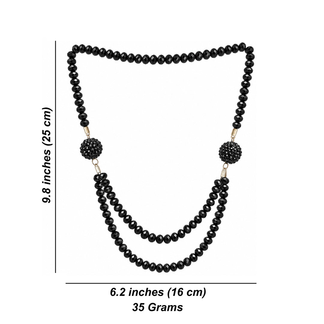 ANI Accessories black beaded necklace size chart showing 25 cm drop and 35 grams color background 