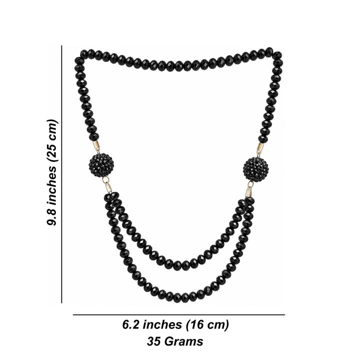ANI Accessories black beaded necklace size chart showing 25 cm drop and 35 grams color background 