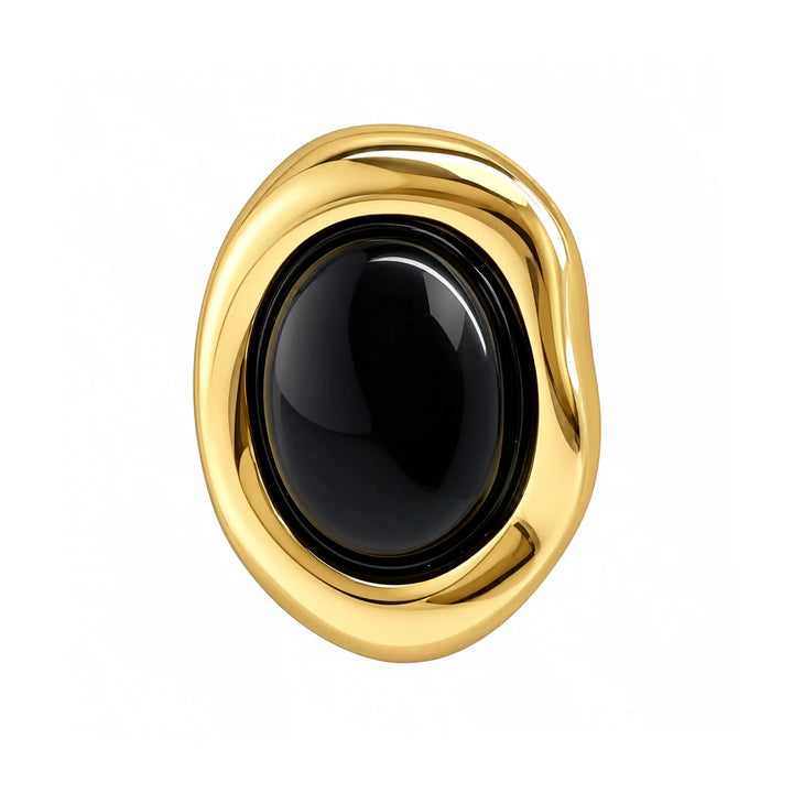 ANI Accessories black enamel shank button with gold frame with white color background 