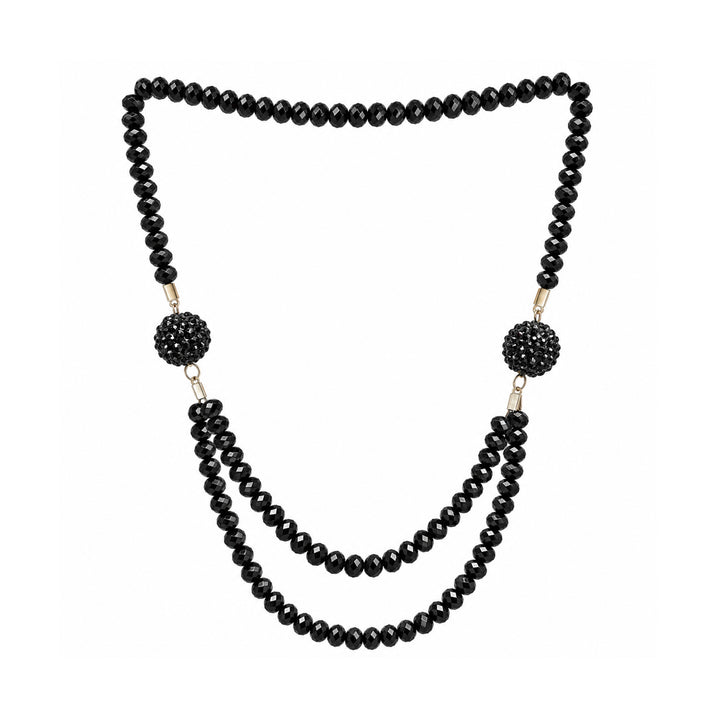 ANI Accessories black faceted beaded statement necklace on a white background 