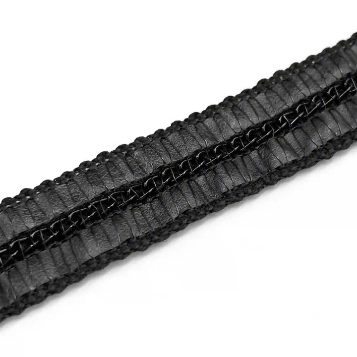 ANI Accessories black faux leather chain lace on a roll, 2 cm wide with white color Background 