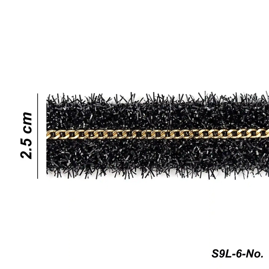 ANI Accessories black glitter lace size chart showing 2.5 cm width with white color background 