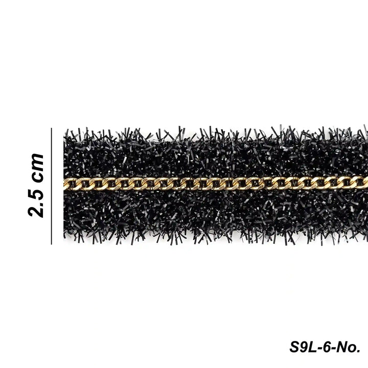 ANI Accessories black glitter lace size chart showing 2.5 cm width with white color background 