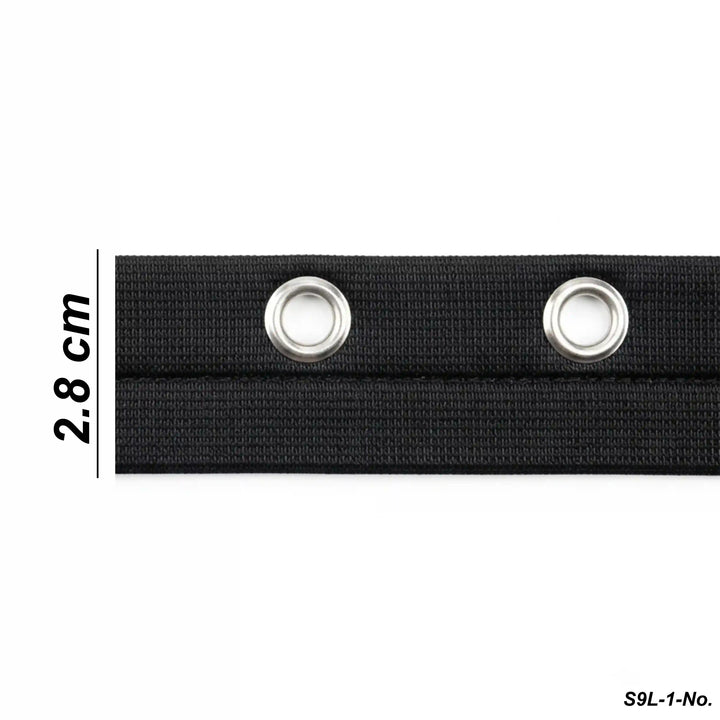 ANI Accessories black grommet tape size chart showing 2.8 cm width with white color background 