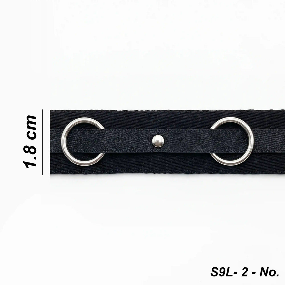 ANI Accessories black herringbone tape trim size chart showing 1.8 cm width with white color background 