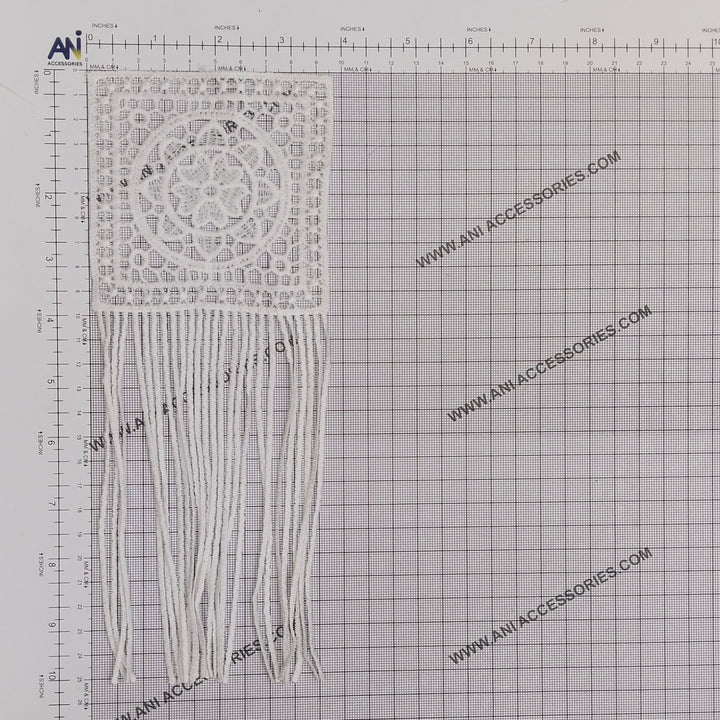 ANI Accessories boho fringe spun poly patch on a measuring grid: 10 x 4 inches (25.5 x 10 cm)