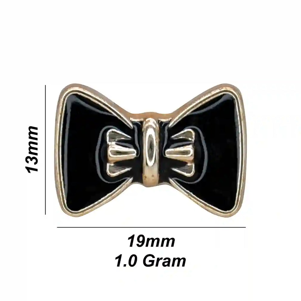 Bow lapel pin size chart, 19 x 13 mm, 1 gram  with white color background 
