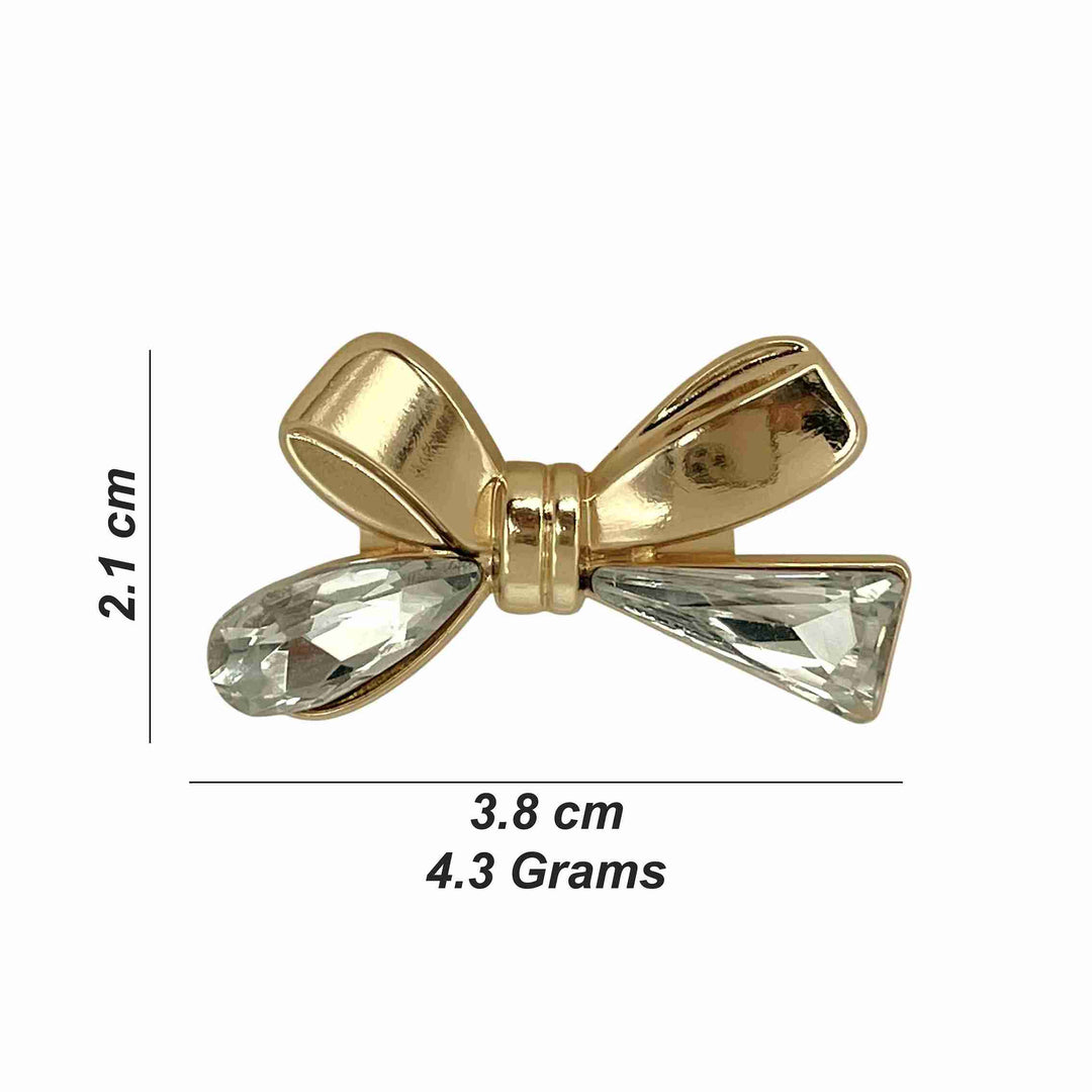 ANI Accessories bow rhinestone brooch size chart: 3.8 x 2.1 cm, 4.3 grams color background 