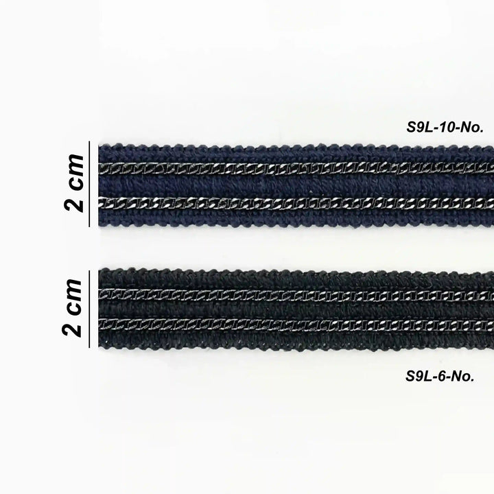 ANI Accessories chain lace size chart showing 2 cm width in navy blue and black with white color background 