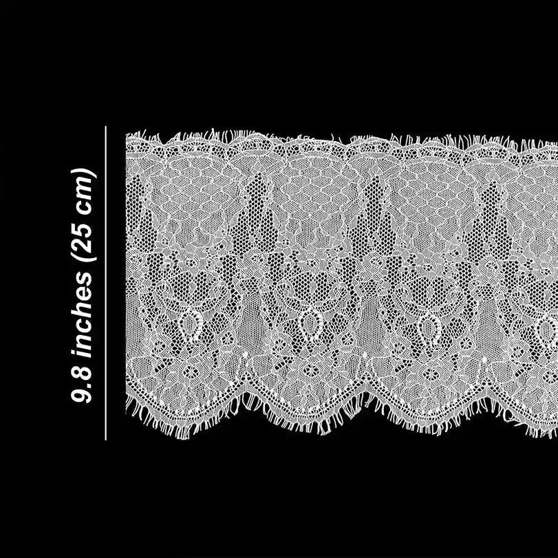 ANI Accessories Chantilly lace size chart showing 9.8 inch (25 cm) width 