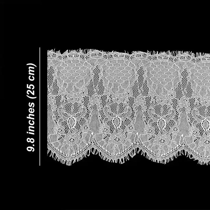 ANI Accessories Chantilly lace size chart showing 9.8 inch (25 cm) width 