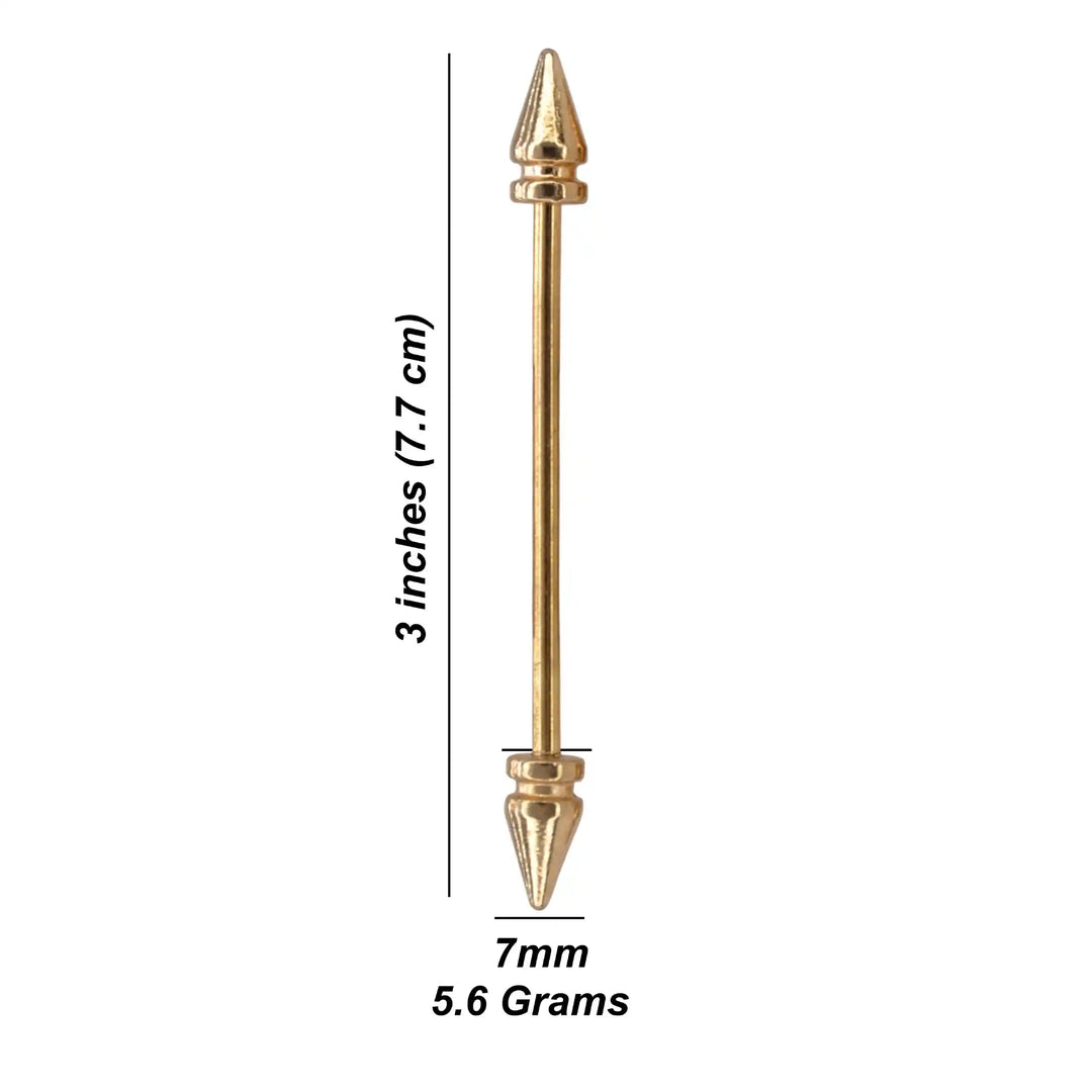 ANI Accessories collar bar pin size chart: 7.7 cm (3 inches) long, 7 mm ends, 5.6 grams 