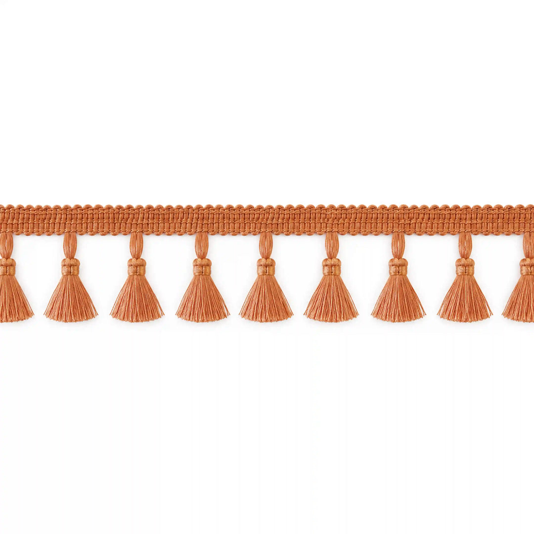 ANI Accessories cotton tassel fringe lace in orange and black, 3.5 cm wide with white color Background 