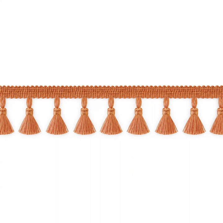ANI Accessories cotton tassel fringe lace in orange and black, 3.5 cm wide with white color Background 
