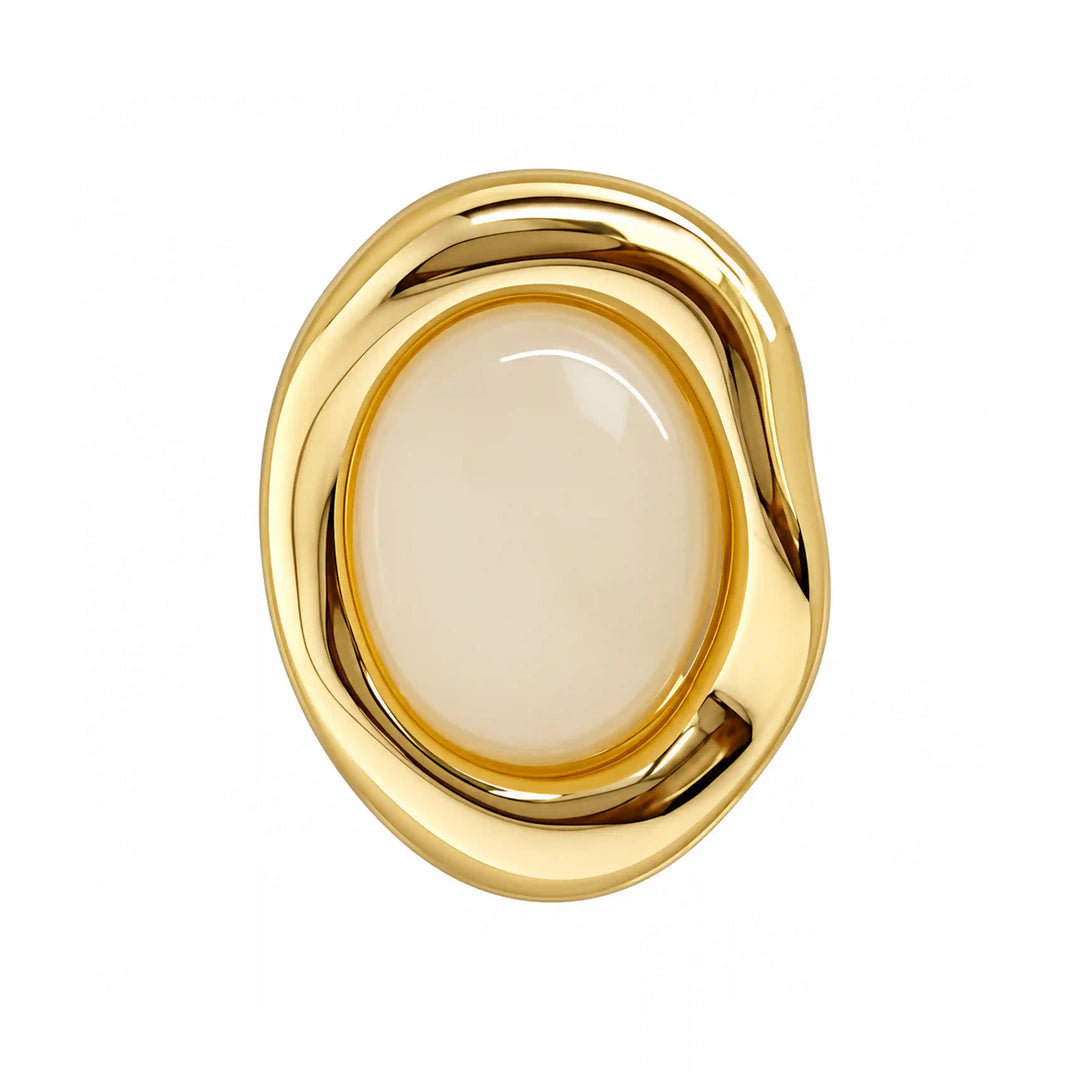 ANI Accessories cream enamel shank button with gold frame with white color background 