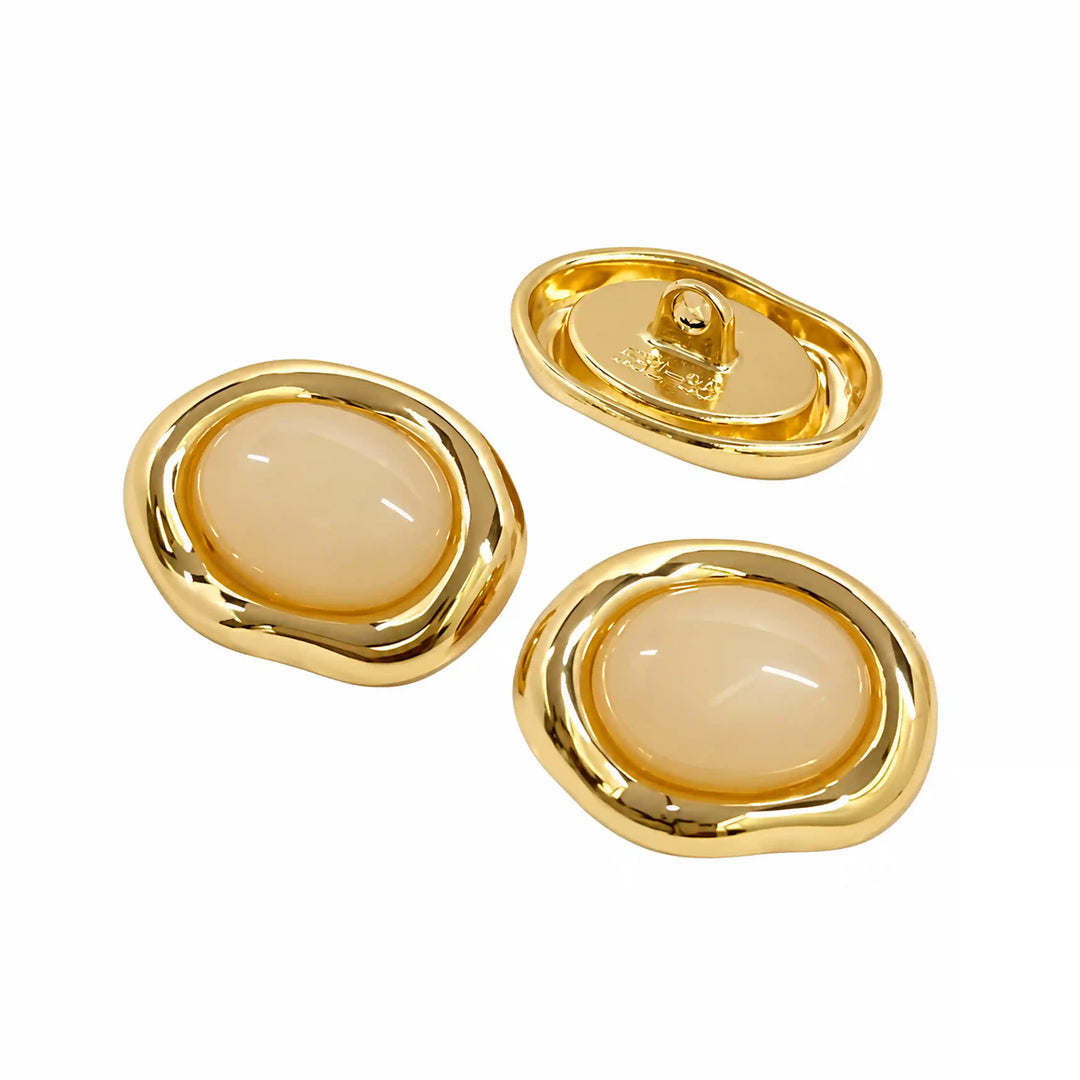 ANI Accessories cream oval enamel shank buttons showing front and back with white color background 